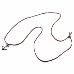 Lucleon Brown Leather With Black Stainless Steel Anchor Necklace 7 Lucleon Brown Leather With Black Stainless Steel Anchor Necklace -MEN NECKLACES shop 9 3 144