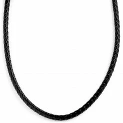 Collin Rowe 5 mm Black Leather Woven Necklace