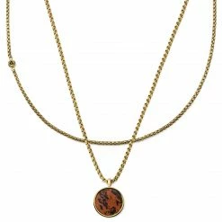 MEN NECKLACES shop 31 Arkai (Orisun) | Gold-Tone & Red Obsidian Necklace Layering Set