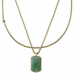 MEN NECKLACES shop 29 Arkai (Orisun) | Gold-Tone & Green Taiwanese Jade Necklace Layering Set