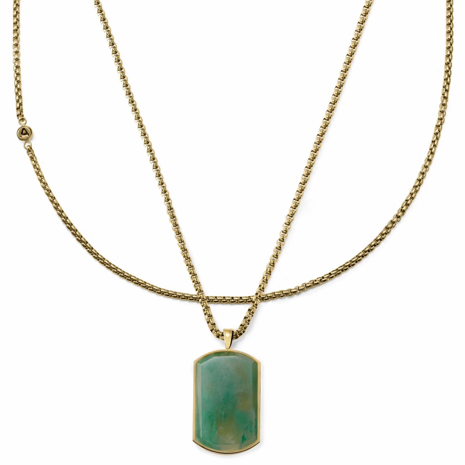 Arkai (Orisun) | Gold-Tone & Green Taiwanese Jade Necklace Layering Set 3 Arkai (Orisun) | Gold-Tone & Green Taiwanese Jade Necklace Layering Set