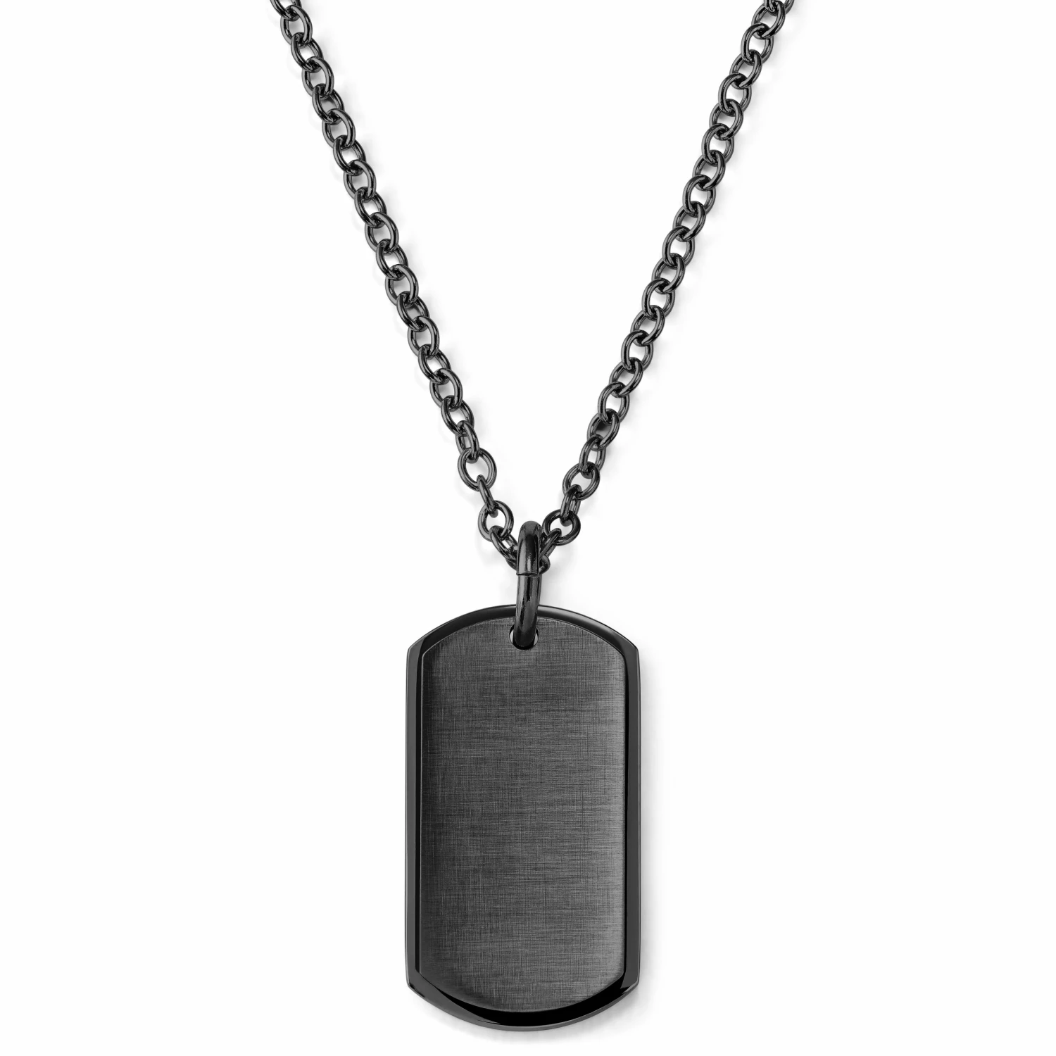 Lucleon Black Stainless Steel ID Dog Tag Cable Chain Necklace 3 Lucleon Black Stainless Steel ID Dog Tag Cable Chain Necklace