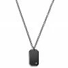 Lucleon Black Stainless Steel & Zirconia-Studded ID Dog Tag Cable Chain Necklace 1 Lucleon Black Stainless Steel & Zirconia-Studded ID Dog Tag Cable Chain Necklace -MEN NECKLACES shop acvukj