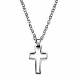 Lucleon Silver-Tone Stainless Steel Hollow Cross Cable Chain Necklace -MEN NECKLACES shop afcykgj 1