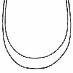 Arkai Rico | 3 mm Black Stainless Steel Double Layered Curb Chain Necklace