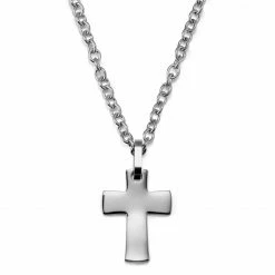 Lucleon Silver-Tone Stainless Steel Unique Curvy Cross Cable Chain Necklace