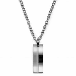 Lucleon Silver-Tone Stainless Steel Curved Plate Cable Chain Necklace -MEN NECKLACES shop agkvjhbkj