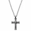 Lucleon Silver-Tone Stainless Steel With Leaf Cross Cable Chain Necklace -MEN NECKLACES shop agvgjjl