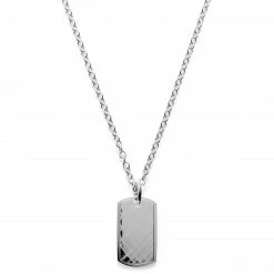 Lucleon Silver-Tone Stainless Steel Scratch Dog Tag Cable Chain Necklace