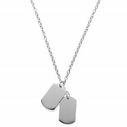 Lucleon Silver-Tone Stainless Steel Dog Tag with Barcode Cable Chain Necklace -MEN NECKLACES shop ahgbvlu