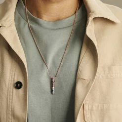 Arkai Rico | Rose Gold-Tone Stainless Steel Skull & Snowflake Obsidian Bullet Box Chain Necklace -MEN NECKLACES shop ak ricocollection nathan necklace 1x1 9