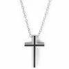 Fort Tempus Silver-Tone & Black Stainless Steel Framed Cross Cable Chain Necklace -MEN NECKLACES shop anvfjl
