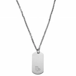 Lucleon Zodiac | Silver-Tone Stainless Steel Capricorn Star Sign Dog Tag Cable Chain Necklace