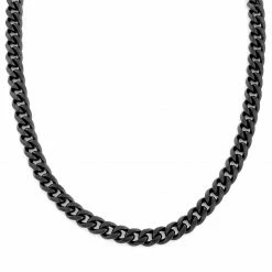Lucleon 10 mm Black Stainless Steel Cuban Chain Necklace