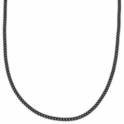 Lucleon 4 mm Black Stainless Steel Curb Chain Necklace