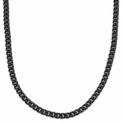 Lucleon 8 mm Black Stainless Steel Cuban Chain Necklace