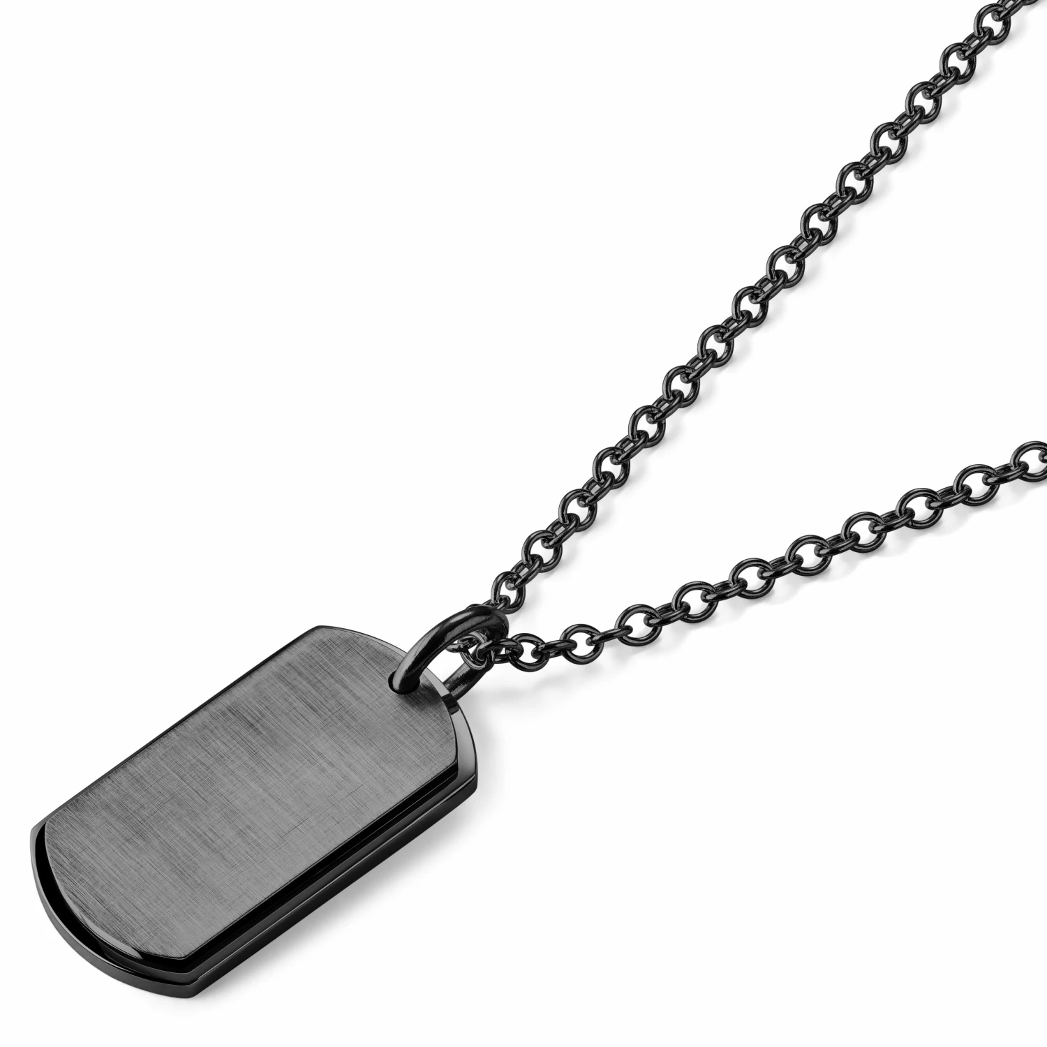 Lucleon Black Stainless Steel ID Dog Tag Cable Chain Necklace 4 Lucleon Black Stainless Steel ID Dog Tag Cable Chain Necklace - Image 2