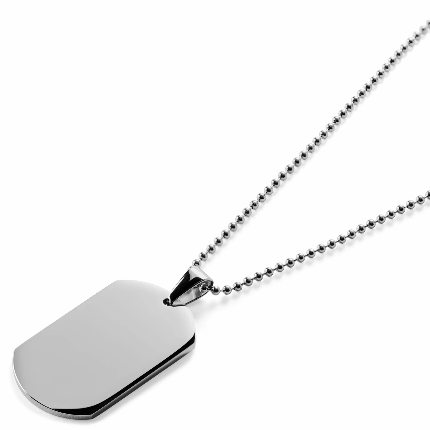 Lucleon Silver-Tone Stainless Steel Dog Tag Ball Chain Necklace 4 Lucleon Silver-Tone Stainless Steel Dog Tag Ball Chain Necklace - Image 2
