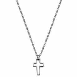 Lucleon Silver-Tone Stainless Steel Hollow Cross Cable Chain Necklace -MEN NECKLACES shop bgfkhjg h 1