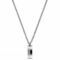 Lucleon Silver-Tone Stainless Steel Curved Plate Cable Chain Necklace -MEN NECKLACES shop bgfvgkjy