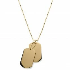 Lucleon Gold-Tone With Double Dog Tag Ball Chain Necklace