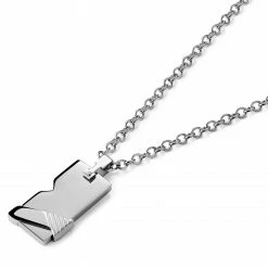 Lucleon Silver-Tone Stainless Steel Dog Tag Cable Chain Necklace -MEN NECKLACES shop bgvljh