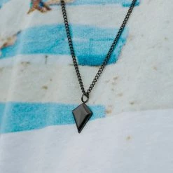 Lucleon Iconic | Brown Leather With Black Triangle Necklace -MEN NECKLACES shop black triangle steel necklace 1