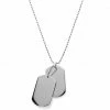 Lucleon Silver-Tone Stainless Steel With Double Dog Tag Ball Chain Necklace -MEN NECKLACES shop blnonfp