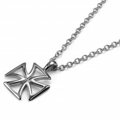 Lucleon Silver-Tone Stainless Steel Templar Cross Cable Chain Necklace -MEN NECKLACES shop cvjvbjh