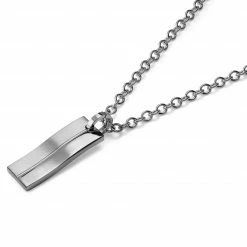 Lucleon Silver-Tone Stainless Steel Curved Plate Cable Chain Necklace -MEN NECKLACES shop cvygkjh