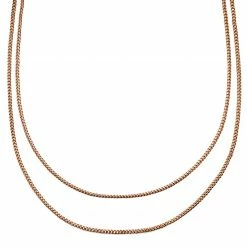 Arkai Rico | 3 mm Rose Gold-Tone Stainless Steel Double Layered Curb Chain Necklace