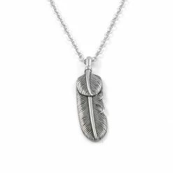 Fort Tempus Silver-Tone Stainless Steel Feather Cable Chain Necklace