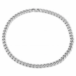 Lucleon 10 mm Silver-Tone Stainless Steel Cuban Chain Necklace -MEN NECKLACES shop g ne 10mm 1 9 1