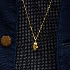 Lucleon Iconic | Gold-Tone Skull Curb Chain Necklace -MEN NECKLACES shop golden skull necklace