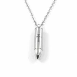 Fort Tempus Silver-Tone Stainless Steel Secret Compartment with Cross Cable Chain Necklace