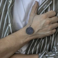 Lucleon Silver-Tone Stainless Steel Viking Coin Cable Chain Necklace -MEN NECKLACES shop igc brunoodiaz test collab 3 20859 sq