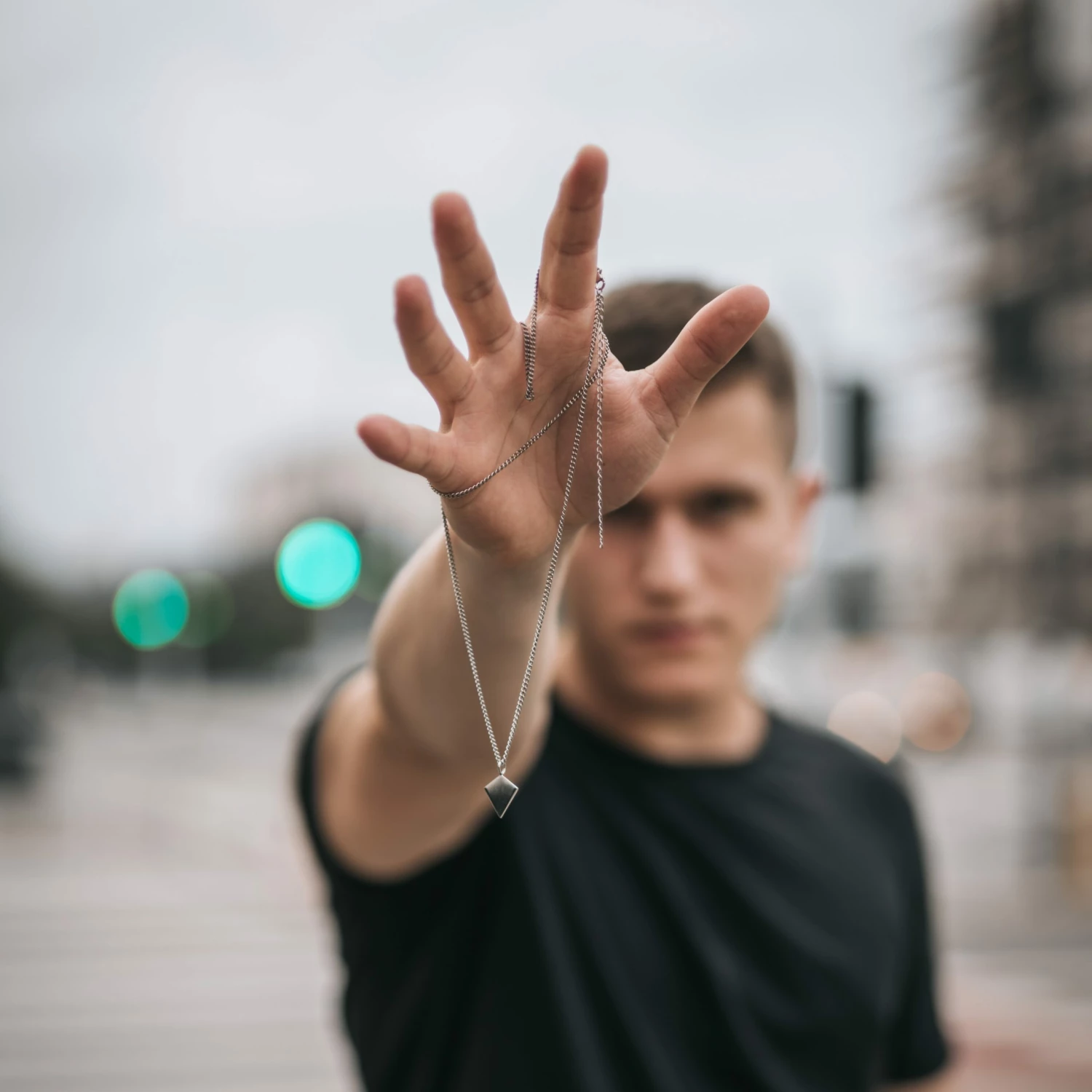 Lucleon Iconic | Silver-Tone Stainless Steel Triangle Curb Chain Necklace 8 Lucleon Iconic | Silver-Tone Stainless Steel Triangle Curb Chain Necklace - Image 6