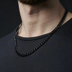 Lucleon 8 mm Black Stainless Steel Cuban Chain Necklace -MEN NECKLACES shop jwm megashoot 1 15135 2