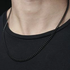 Lucleon 4 mm Black Stainless Steel Curb Chain Necklace -MEN NECKLACES shop jwm megashoot 2 15124 cu 1