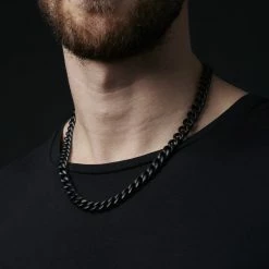 Lucleon 10 mm Black Stainless Steel Cuban Chain Necklace -MEN NECKLACES shop jwm megashoot 2 15140 1