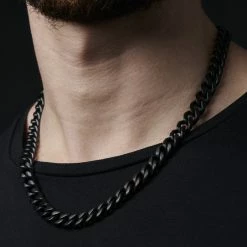 Lucleon 10 mm Black Stainless Steel Cuban Chain Necklace -MEN NECKLACES shop jwm megashoot 2 15140 cu 1
