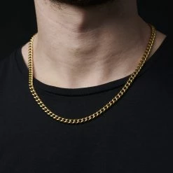 Lucleon 1/4" (6 mm) Gold-Tone Cuban Chain Necklace -MEN NECKLACES shop jwm megashoot 2 15155