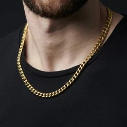 Lucleon 8 mm Gold-Tone Cuban Chain Necklace -MEN NECKLACES shop jwm megashoot 2 15160 1