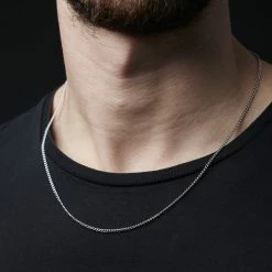 Lucleon 2 mm Silver-Tone Stainless Steel Curb Chain Necklace -MEN NECKLACES shop jwm megashoot 2 15170 4