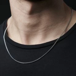 Lucleon 2 mm Silver-Tone Stainless Steel Curb Chain Necklace -MEN NECKLACES shop jwm megashoot 2 15170 cu 3