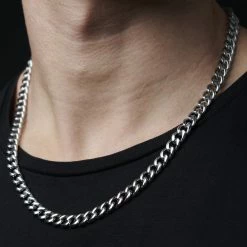 Lucleon 4 mm Silver-Tone Stainless Steel Cuban Chain Necklace -MEN NECKLACES shop jwm megashoot 2 15185cu