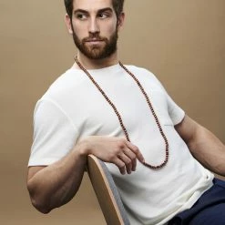 Collin Rowe Red & Brown Wooden Pearl Beaded Necklace -MEN NECKLACES shop jwm megashoot n 1 69 4649