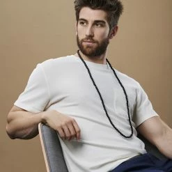 Collin Rowe Black Wooden Pearl Beaded Necklace -MEN NECKLACES shop jwm megashoot n 1 71 4648