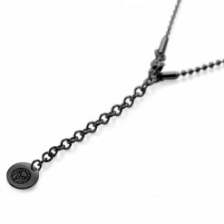 Lucleon Black Stainless Steel Dog Tag Ball Chain Necklace -MEN NECKLACES shop ll charm black b
