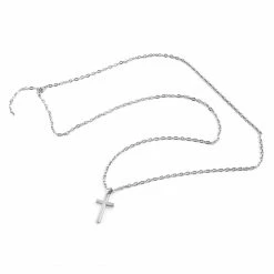 Lucleon Silver-Tone Stainless Steel Classic Cross Cable Chain Necklace -MEN NECKLACES shop ne20 2